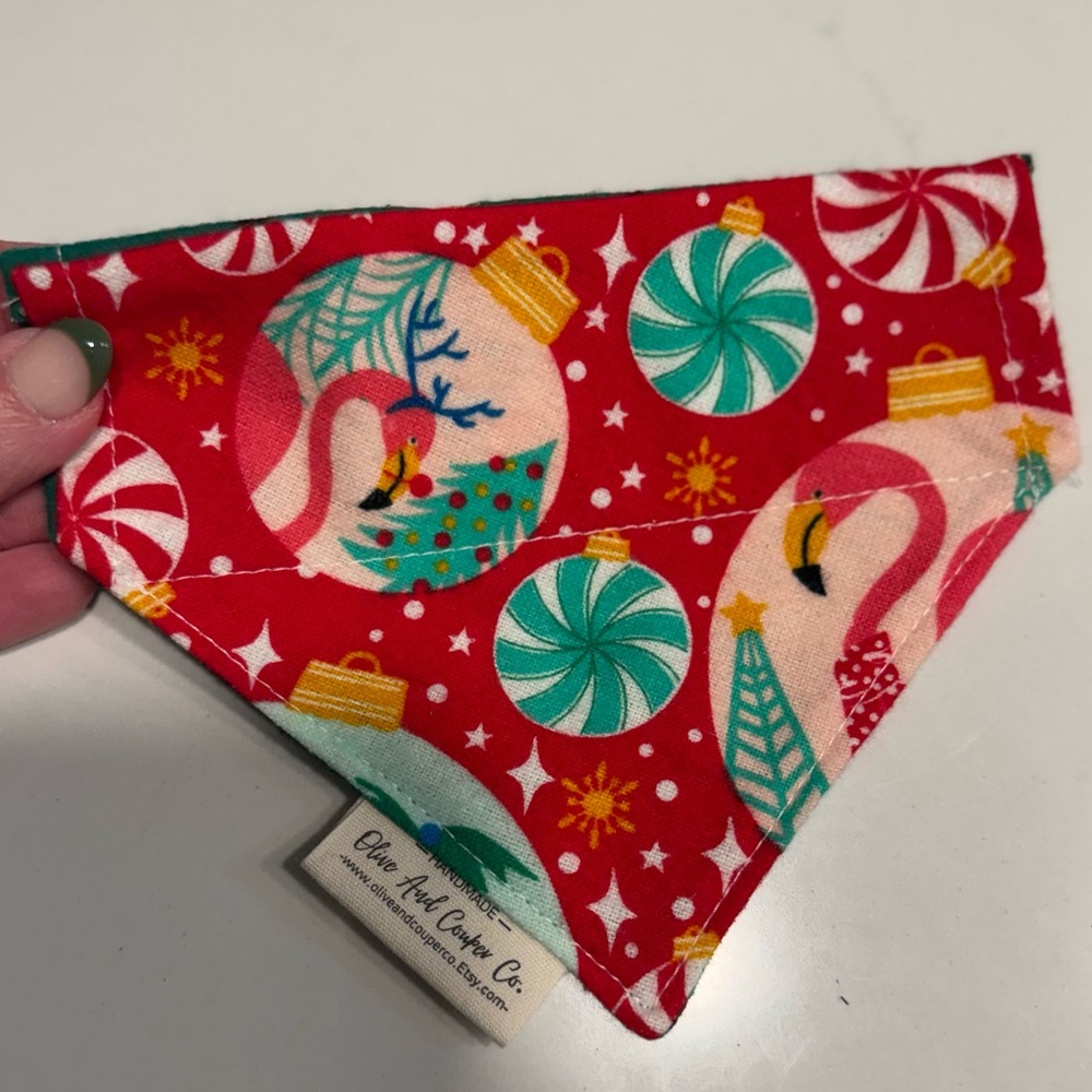 Oliveandcouperco_ Tropical Christmas / Christmas Lights Reversible Bandana-Small